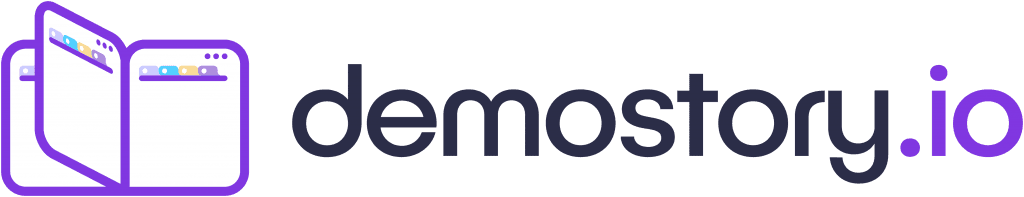 Demostory logo, a purple browser icon next to the demostory.io wordmark